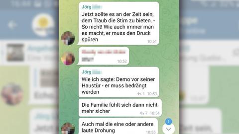 Chatverlauf im Handy sichtbar, wo Drohungen ausgesprochen werden