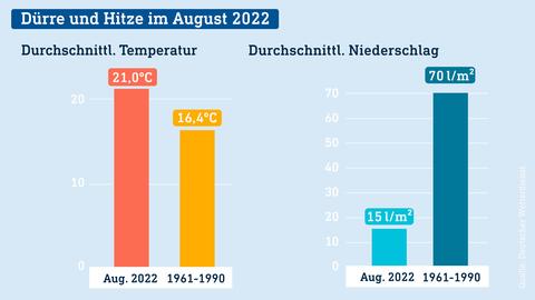 Diagramme von Temperaturen und Niederschlag auf ausgetrocknetem Boden