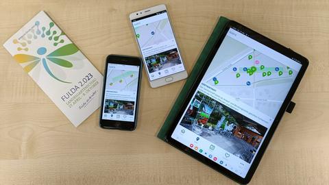 Abbildungen der App der Landesgartenschau in Fulda