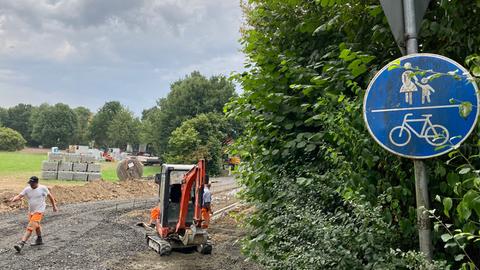 Schild an der Radweg-Baustelle