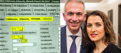 Interner Beleg der Gehaltsrechnung von Zübeyde Feldmann, rechts mit ihrem Ehemann Peter Feldmann