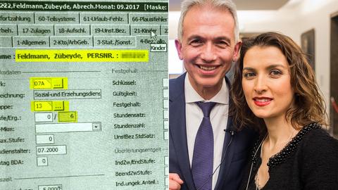 Interner Beleg der Gehaltsrechnung von Zübeyde Feldmann, rechts mit ihrem Ehemann Peter Feldmann