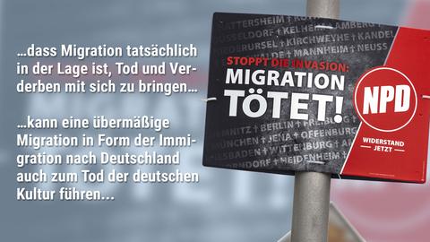 Zitat aus Gießener NPD-Urteil und Wahlplakat