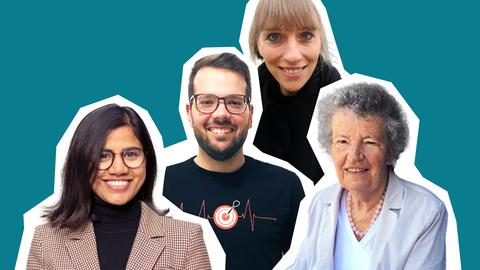 Berichten von ihrem Alltag in der vierten Corona-Welle: Mansi Tyagi, Jonas Tresbach, Nele Peremans, Gertraude Schön
