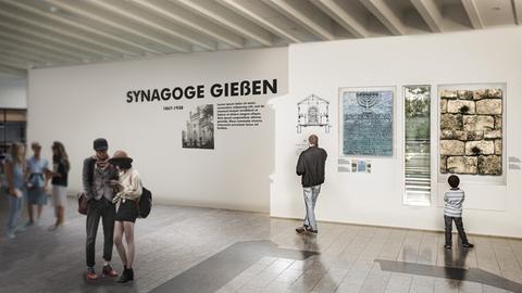 Computervisualisierung von einer Ausstellung zur Geschichte der Synagoge in der Gießener Kongresshalle