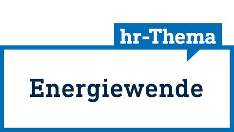 Grafik in Form einer Sprechblase mit dem Wort "hr-Thema - Energiewende".