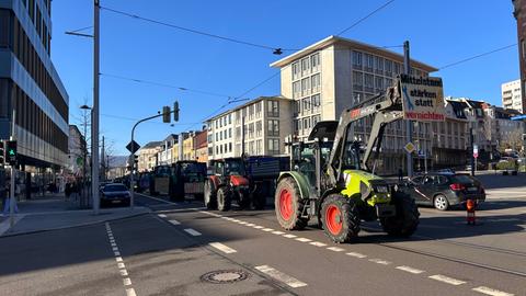 Protestkonvoi von Landwirten in Kassel