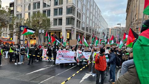 Demonstranten mit palästinensischen Fahnen