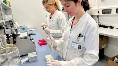 zwei junge Frauen arbeiten im Labor