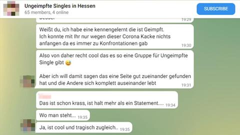 Screenshot eines Chats, in dem sich ungeimpfte Menschen austauschen und Informationen weitergeben.