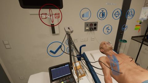 Ausschnitt aus der Simulation, Patient liegt auf der Liege