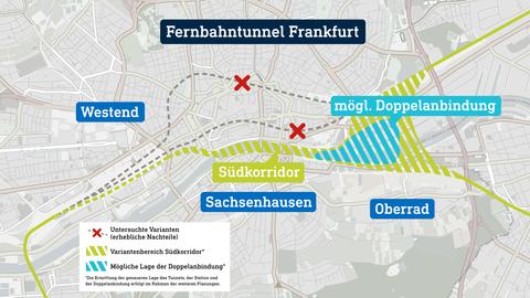 Planungskarte Fernbahntunnel Frankfurt