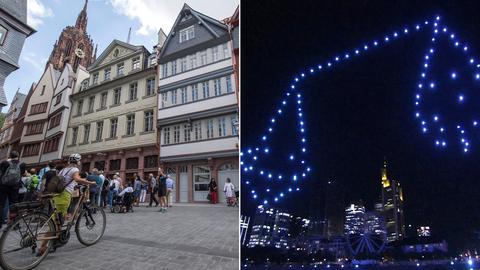 Collage: Altstadt Frankfurt Eröffnungsfeier