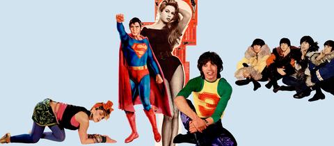Die Collage zeigt Bravo-Starschnitte von Madonna, Brigitte Bardot, Mick Jagger und The Beatles. 