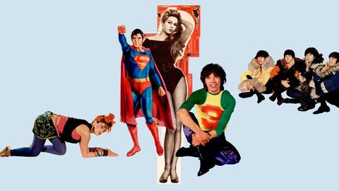 Die Collage zeigt Bravo-Starschnitte von Madonna, Brigitte Bardot, Mick Jagger und The Beatles. 