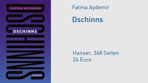 Buchcover von "Dschinns": Der Schriftzug "Dschinns" steht großgeschrieben auf violettem Hintergrund. 