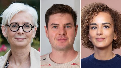 Collage mit Fotos von Dörte Hansen, Moritz Hürtgen, Leïla Slimani