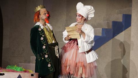 Szenen aus dem Musical "Drosselbart" bei der Brüder Grimm Festspielen Hanau 2022.