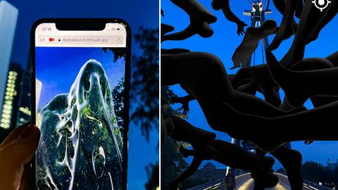 Zwei Augmented Reality-Darstellungen auf einem Smartphone 