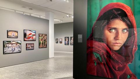 Hanging prints in gallery