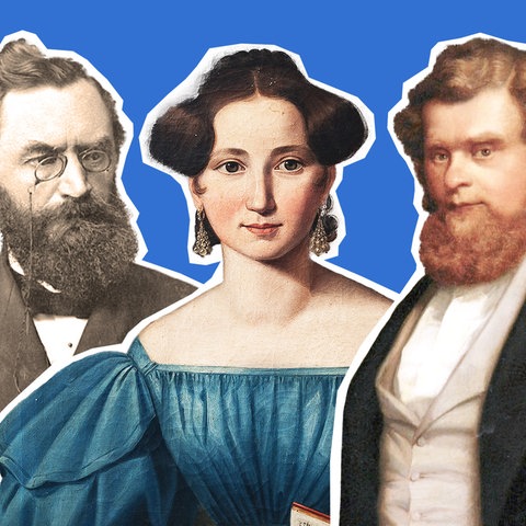 Zwei Männer und eine Frau aus historischen Gemälden