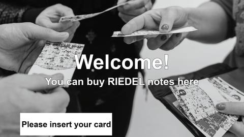 Hinweis auf den Geldautomaten, an dem man Riedel-Scheine kaufen kann. 