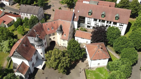 Das Schloss in Nidda aus der Vogelperspektive