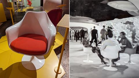 Tulip-Chair von Eero Saarinen aus dem Jahr 1956. Der Stuhl wurde in der Serie "Raumpatrouille Orion" verwendet.