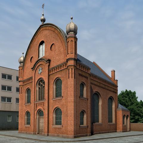 Virtuelle Außenansicht der Synagoge