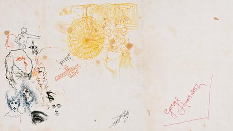 Tischtuch mit Autogrammen der Beatles