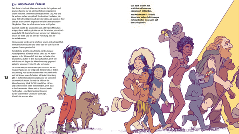 Comic-Darstellung eines Kindes und mehrerer Menschenarten