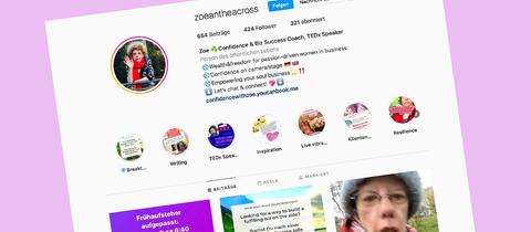 Screenshot des Instagram-Kanals von Zoe Cross
