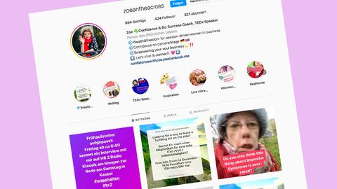 Screenshot des Instagram-Kanals von Zoe Cross