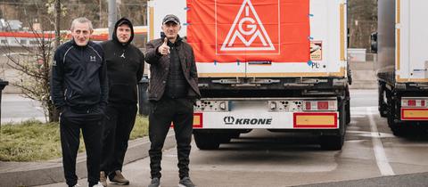 Streikende LKW-Fahrer auf der A5 Gräfenhausen