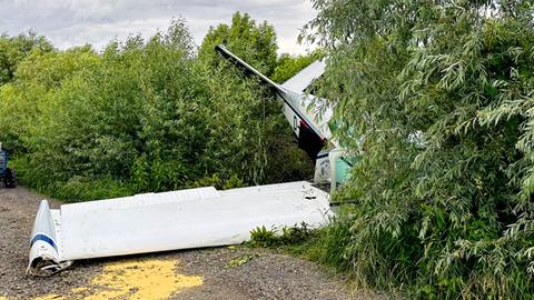 Flugzeugwrack liegt im Gebüsch