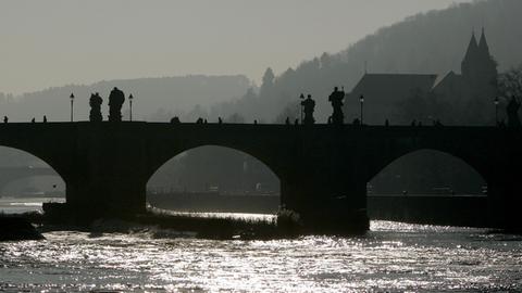 Alte Mainbrücke Würzburg im Gegenlicht