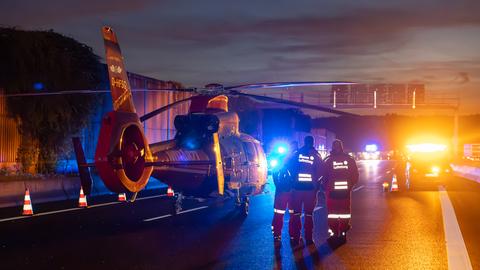 Rettungshubschrauber aus Hessen auf A3 bei Aschaffenburg