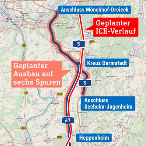 Fast parallel zur geplanten ICE-Strecke wird auch die Autobahn ausgebaut.
