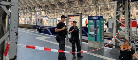 Polizeiabsperrung am Frankfurter Hauptbahnhof