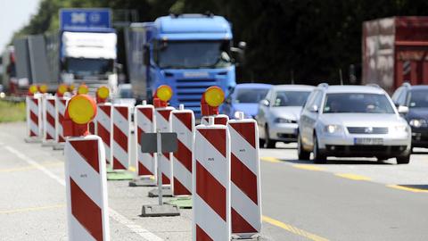 Baustellen-Bereich auf Autobahn