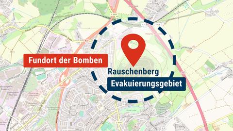 Eine Karte zeigt den Radius, der evakuiert werden muss. 