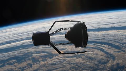 So soll es aussehen, wenn ClearSpace-1 das erste Schrottteil im Weltall aufsammelt.