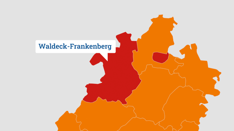 Eine Karte, die Nordhessen zeigt und die Region Waldeck-Frankenberg herausstellt.
