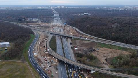 Luftaufnahme der Baustelle am Darmstädter Kreuz