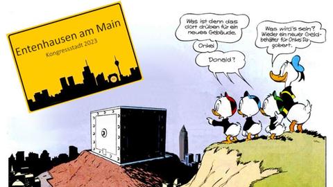 Die Comic-Einladung zum Kongress in "Entenhausen am Main". 