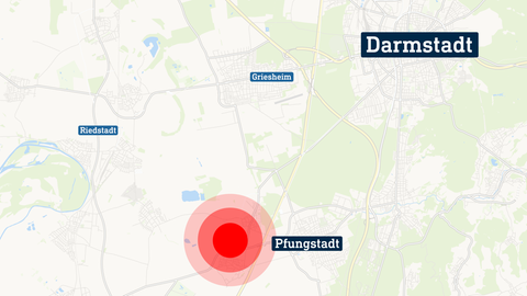 Das Epizentrum lag nördlich des Pfungstädter Stadtteils Hahn.