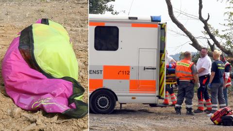 Fallschirm am Boden, Rettungswagen