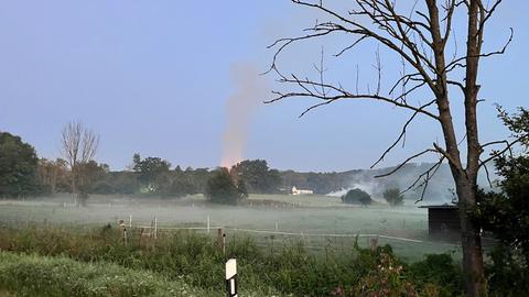 Brand eines Strohballenlagers in Kassel