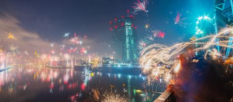 Feuerwerk über Frankfurt.