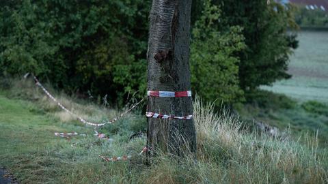 Absperrband an Baum